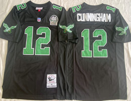 Philadelphia Eagles #12 Randall Cunningham Black With Patch Throwback NFL Jersey
