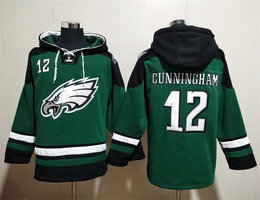 Philadelphia Eagles #12 Randall Cunningham Green All Stitched Hooded Sweatshirt
