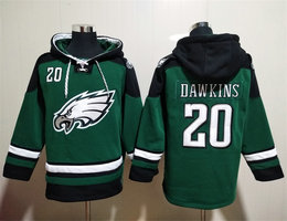 Philadelphia Eagles #20 Brian Dawkins Green All Stitched Hooded Sweatshirt