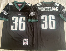 Philadelphia Eagles #36 Brian Westbrook Black Throwback Authentic Stitched NFL Jersey