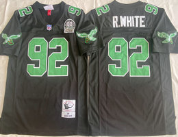 Philadelphia Eagles #92 R. WHITE Black With Patch Throwback NFL Jersey