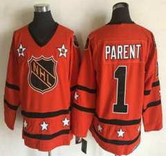 Philadelphia Flyers #1 Bernie Parent Orange Throwback 2016 All star Authentic Stitched NHL Jerseys