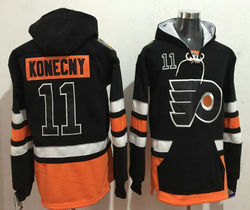 Philadelphia Flyers #11 Travis Konecny Black Authentic Stitched Hoodies