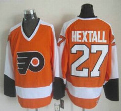 Philadelphia Flyers #27 Ron Hextall Orange White CCM Throwback Authentic Stitched NHL Jersey
