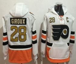 Philadelphia Flyers #28 Claude Giroux White Authentic Stitched Hoodies Hockey