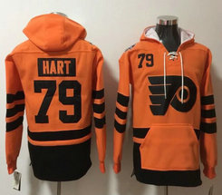 Philadelphia Flyers #79 Carter Hart Orange All Stitched Hooded Sweatshirt