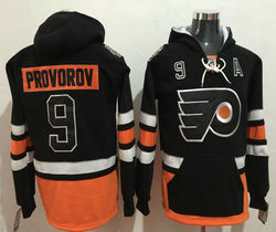 Philadelphia Flyers #9 Ivan Provorov Black Authentic Stitched Hoodies Hockey