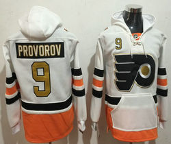 Philadelphia Flyers #9 Ivan Provorov White Authentic Stitched Hoodies Hockey