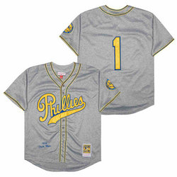 Philadelphia Phillies #1 Chuck Klein Gray 1938 Throwback Authentic Stitched MLB Jersey