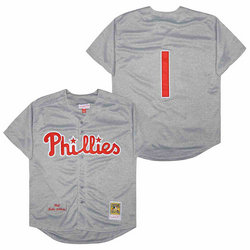 Philadelphia Phillies #1 Chuck Klein Gray Throwback Authentic Stitched MLB Jersey