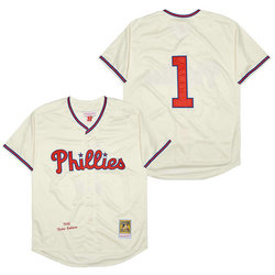Philadelphia Phillies #1 Richie Ashburn Gream Throwback Authentic stitched MLB jersey