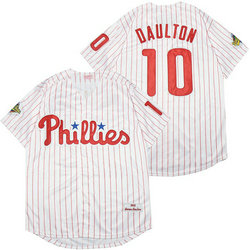 Philadelphia Phillies #10 Darren Daulton White (Red Stripe) Throwback Authentic Stitched MLB Jersey