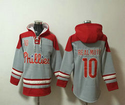 Philadelphia Phillies #10 J.T. Realmuto Gray Stitched Hoodies