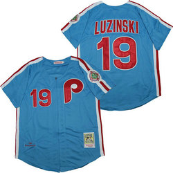 Philadelphia Phillies #19 Greg Luzinski Blue 1983 Zipper Throwback Authentic stitched MLB jersey