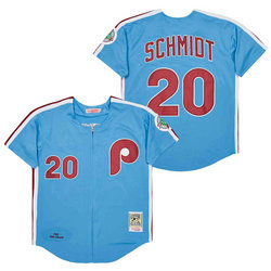 Philadelphia Phillies #20 Mike Schmidt Blue 1983 Zipper Throwback Authentic stitched MLB jersey
