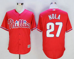 Philadelphia Phillies #27 Aaron Nola Red Game Authentic Stitched MLB jersey