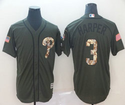 Philadelphia Phillies #3 Bryce Harper Green Salute to Service Authentic stitched MLB jersey