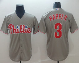 Philadelphia Phillies #3 Bryce Harper Grey Game Authentic Stitched MLB Jersey