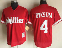Philadelphia Phillies #4 lenny dykstra Red Pullover Throwback Authentic stitched MLB jersey