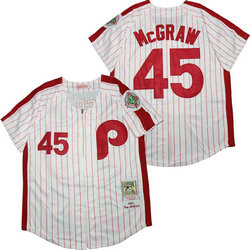 Philadelphia Phillies #45 Tug McGraw White 1983 Zipper Throwback Authentic stitched MLB jersey