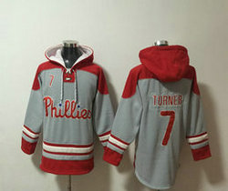 Philadelphia Phillies #7 Trea Turner Gray Stitched Hoodies