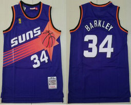 Phoenix Suns #34 Charles Barkley Purple 92-93 Hardwood Classics Authentic Stitched NBA jersey
