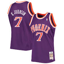 Phoenix Suns #7 Kevin Johnson Purple (orange number)1996-1997 Hardwood Classics Authentic Stitched NBA jersey