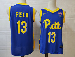 Pitt Panthers #13 Aidan Fisch Blue College Basketball Jersey