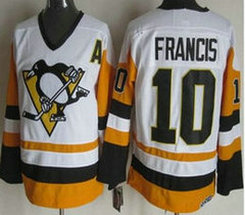 Pittsburgh Penguins #10 Ron Francis White CCM Vintage Throwback Authentic Stitched NHL jersey