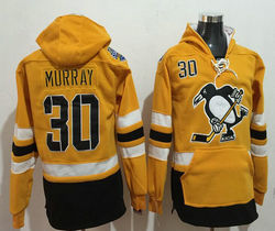 Pittsburgh Penguins #30 Matt Murray Yellow Authentic Stitched Hoodies Hockey