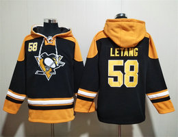 Pittsburgh Penguins #58 Kris Letang Black All Stitched Hooded Sweatshirt