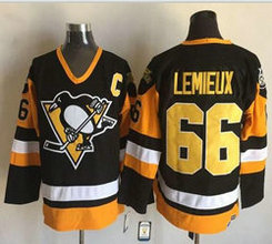 Pittsburgh Penguins #66 Mario Lemieux Black Throwback Authentic stitched NHL jersey
