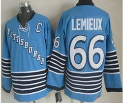 Pittsburgh Penguins #66 Mario Lemieux Light Blue CCM Throwback Stitched NHL Jersey