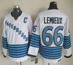 Pittsburgh Penguins #66 Mario Lemieux White Light Blue CCM Throwback Authentic stitched NHL jersey