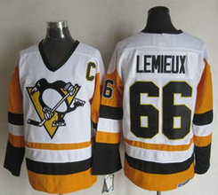 Pittsburgh Penguins #66 Mario Lemieux White Throwback Authentic stitched NHL jersey
