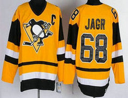 Pittsburgh Penguins #68 Jaromir Jagr Throwback Yellow Authentic stitched NHL jersey