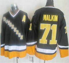 Pittsburgh Penguins #71 Evgeni Malkin Black Yellow CCM Throwback Authentic Stitched NHL jersey