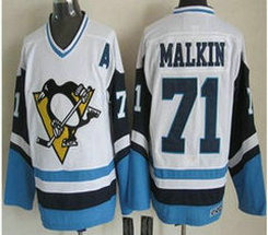 Pittsburgh Penguins #71 Evgeni Malkin White Blue CCM Throwback Authentic Stitched NHL Jersey