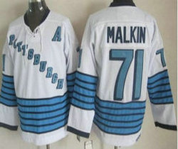 Pittsburgh Penguins #71 Evgeni Malkin White Light Blue CCM Throwback Authentic stitched NHL jersey