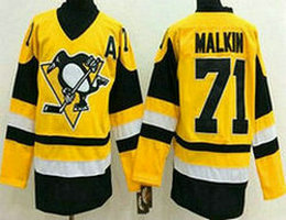 Pittsburgh Penguins #71 Evgeni Malkin Yellow Throwback Authentic stitched NHL jersey