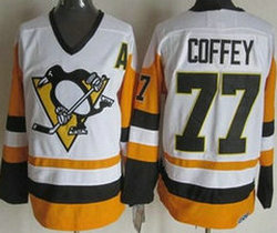 Pittsburgh Penguins #77 Paul Coffey White Black Throwback Authentic Stitched NHL jersey