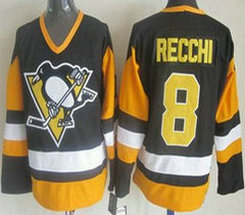 Pittsburgh Penguins #8 Mark Recchi Black Throwback CCM Authentic Stitched NHL jersey