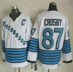 Pittsburgh Penguins #87 Sidney Crosby White-Light Blue CCM Throwback Authentic stitched NHL jersey