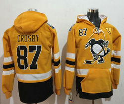 Pittsburgh Penguins #87 Sidney Crosby Yellow Authentic Stitched Hoodies Hockey