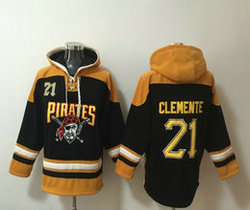 Pittsburgh Pirates #21 Roberto Clemente Black Stitched Hoodies