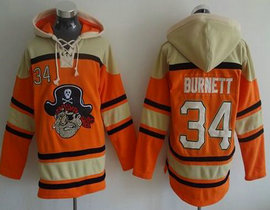 Pittsburgh Pirates #34 A. J. Burnett Orange MLB Baseball Hoodie