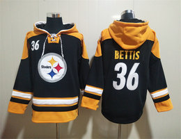 Pittsburgh Steelers #36 Jerome Bettis Black All Stitched Hooded Sweatshirt