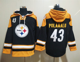 Pittsburgh Steelers #43 Troy Polamalu Black All Stitched Hooded Sweatshirt