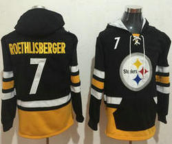 Pittsburgh Steelers #7 Ben Roethlisberger Stitched Black Gold Name & Number Pullover NFL Hoodie
