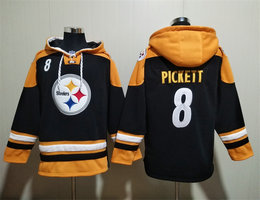 Pittsburgh Steelers #8 Kenny Pickett Black All Stitched Hooded Sweatshirt